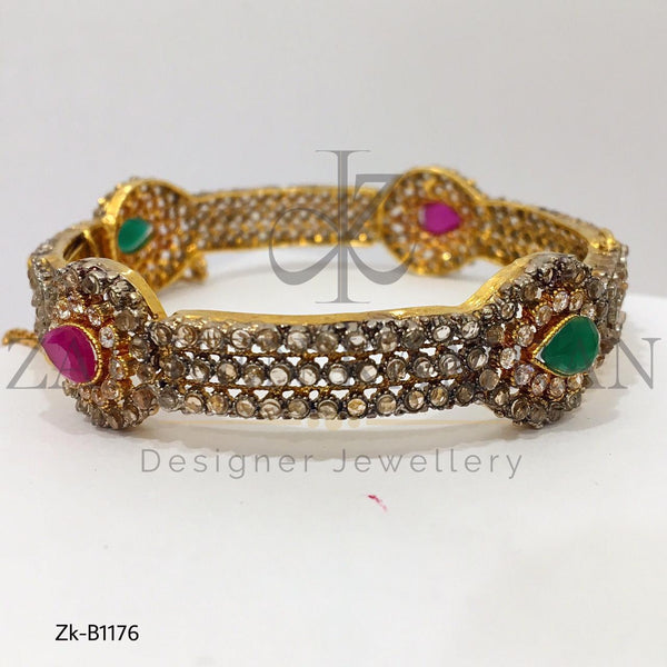 22K Ruby Emerald with Zircons Antique Traditional Bangle