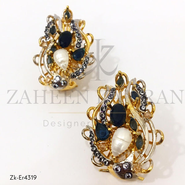 3D Black Stone Earrings