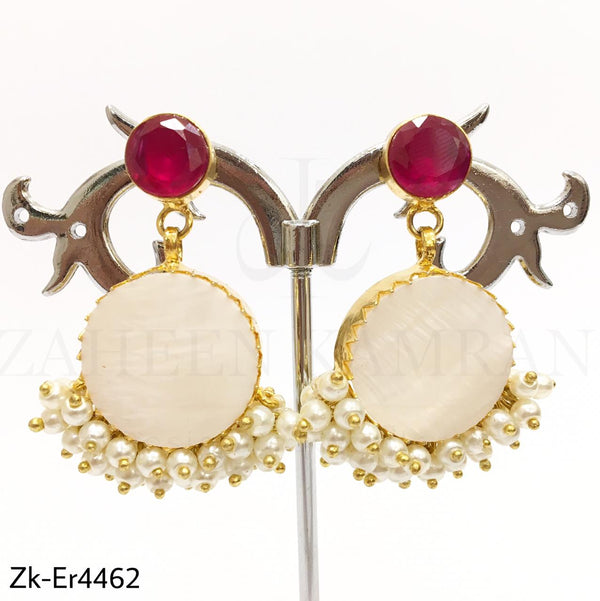 White Stone Ruby Earrings