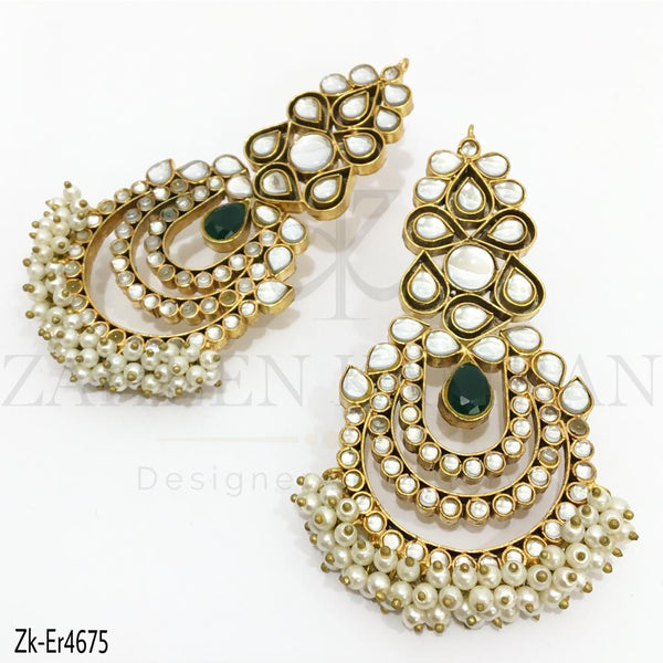 Emerald White Stone Earrings