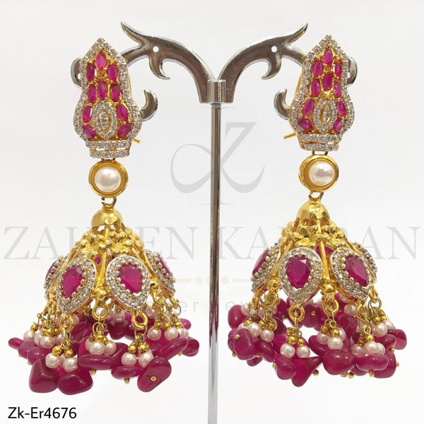 Ruby Topaz Pearl Earrings