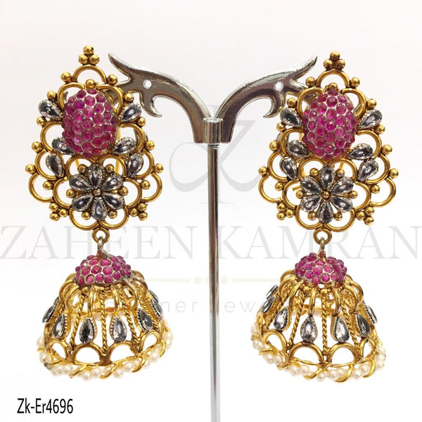 Fancy Designed Topaz Ruby Earrings