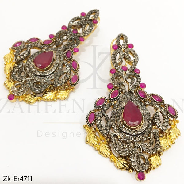 Pear Ruby Traditional Earrings