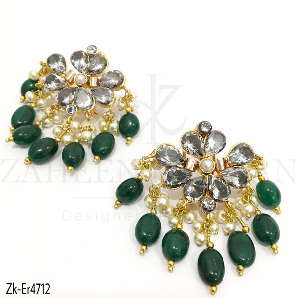 Filigree Emerald Kundan Earrings