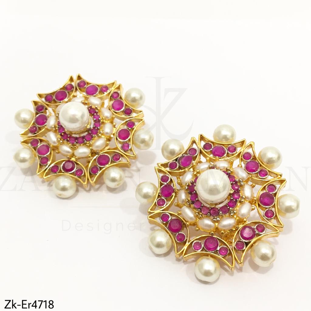 Pink Sapphire Floral Earrings