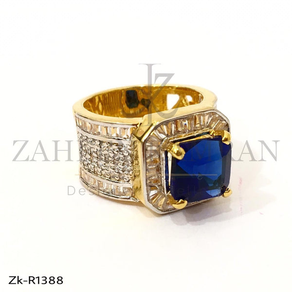 Blue Antique Cushion Ring