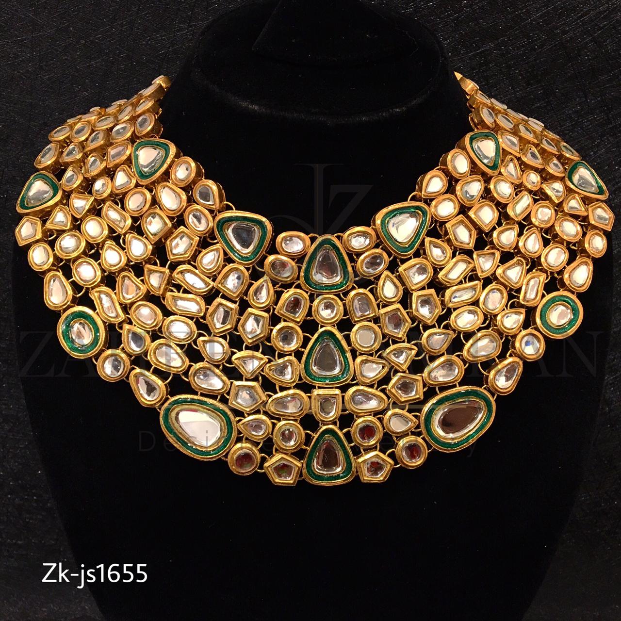 Gold Plated Oval Kundan Necklace