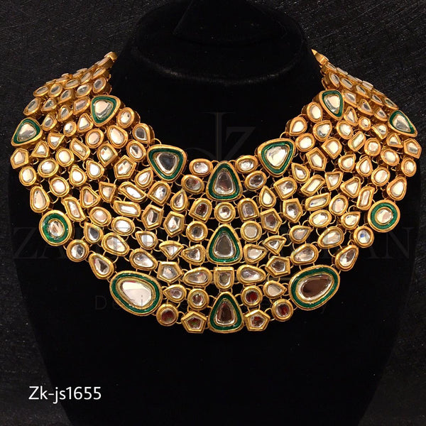 Gold Plated Oval Kundan Necklace