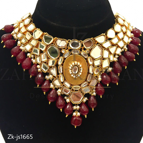 Gold Plated Water Drop Ruby Necklace