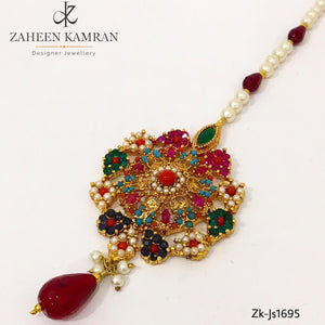 Multi Pearls Emerald Necklace Set