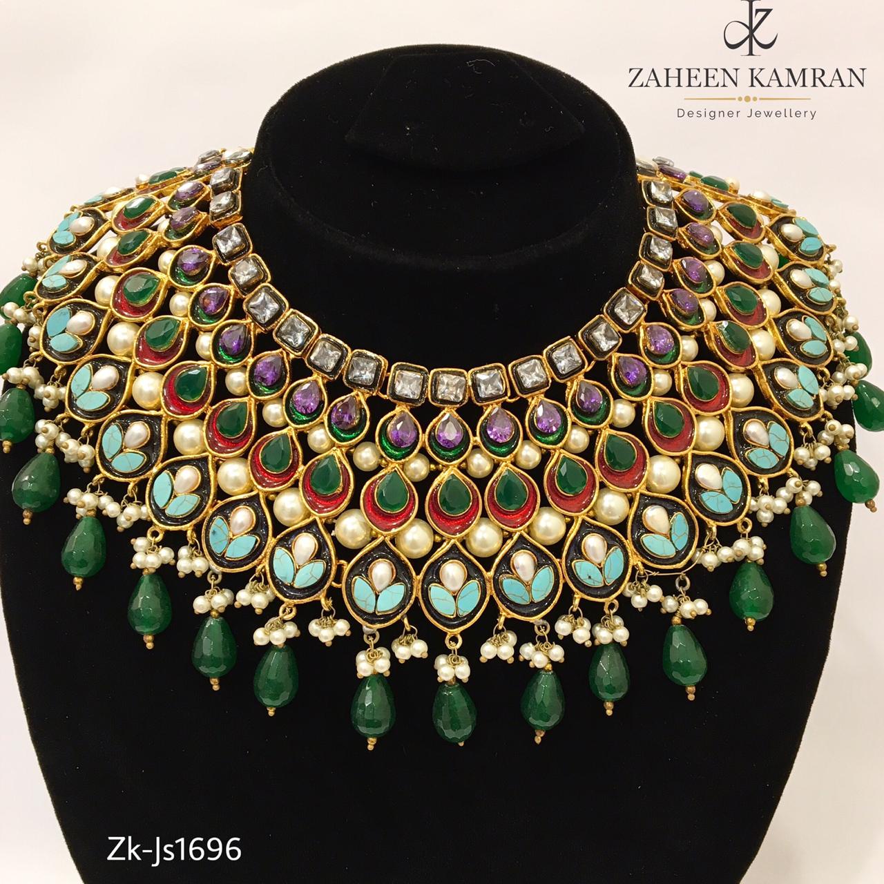 Multi Stone Emerald Necklace Set