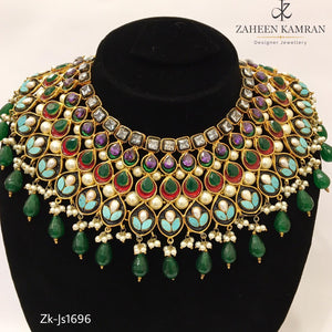 Multi Stone Emerald Necklace Set