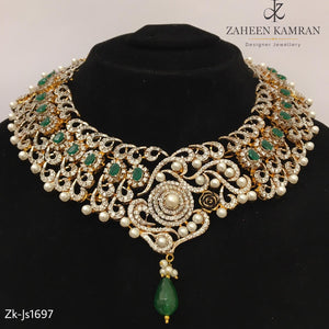 Pearl Emerald Hook Necklace