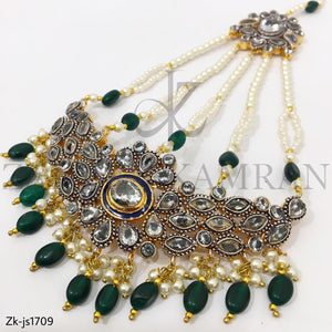 Emerald Kundan Prety Necklace Set