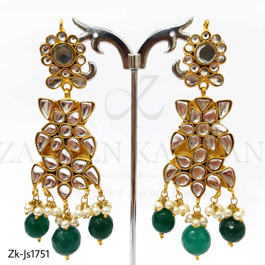 Fancy Emerald Kundan Necklace set
