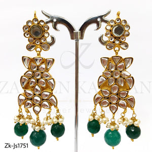 Fancy Emerald Kundan Necklace set