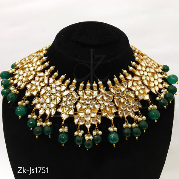 Fancy Emerald Kundan Necklace set