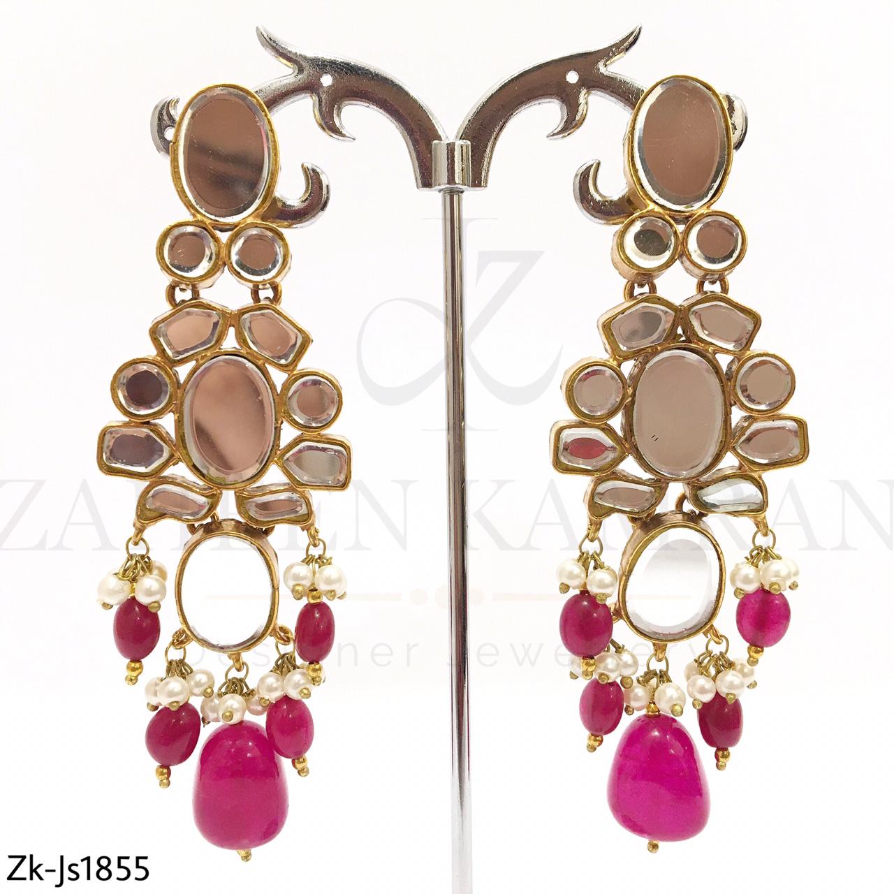 Fancy Oval Kundan Necklace Set