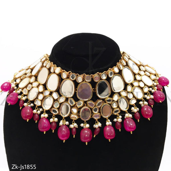 Fancy Oval Kundan Necklace Set