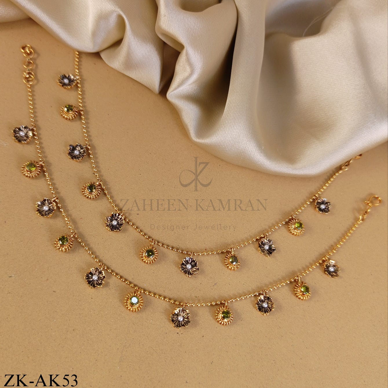 INTRICATE FLORAL ANKLETS