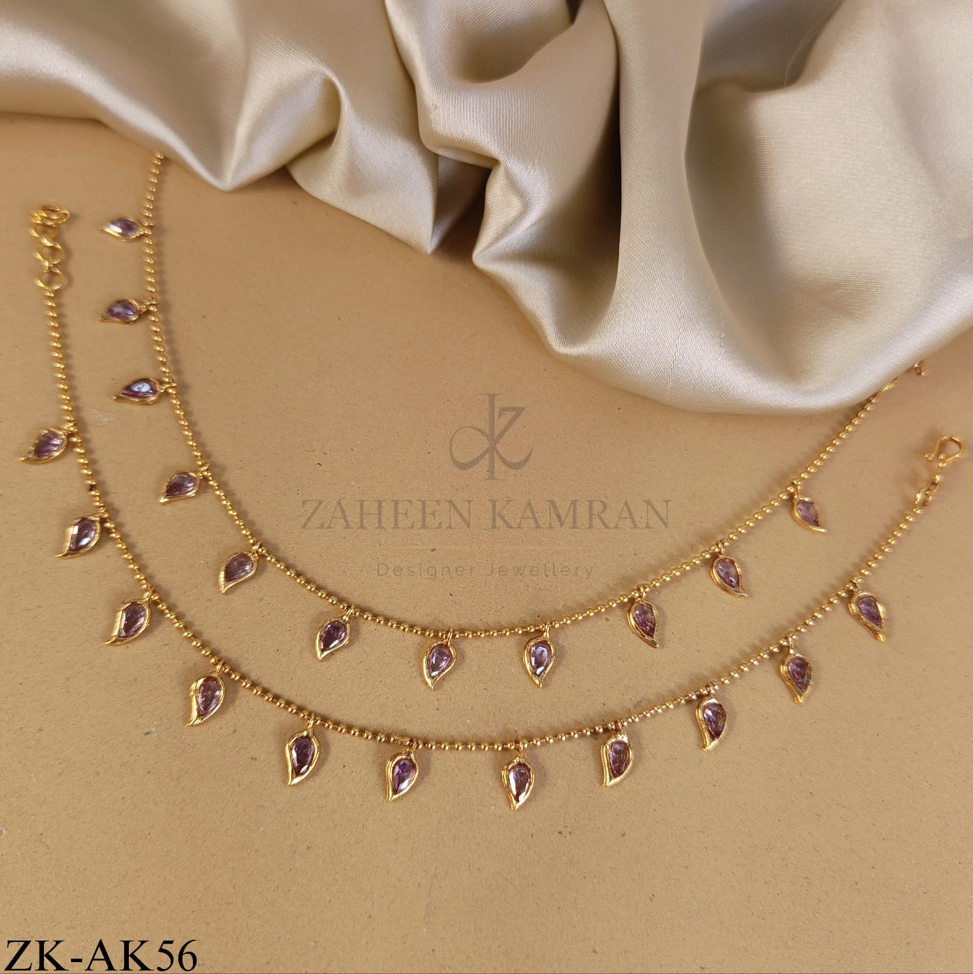 AMETHYST LEAF ANKLETS