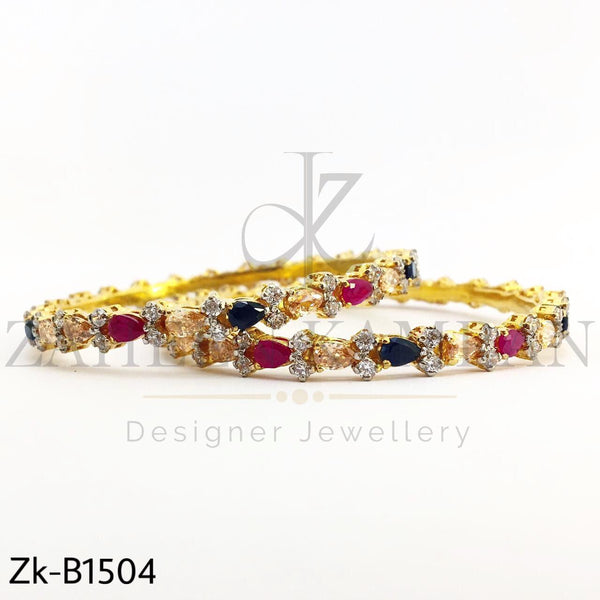 Multi Stone Gold Plated Bangle