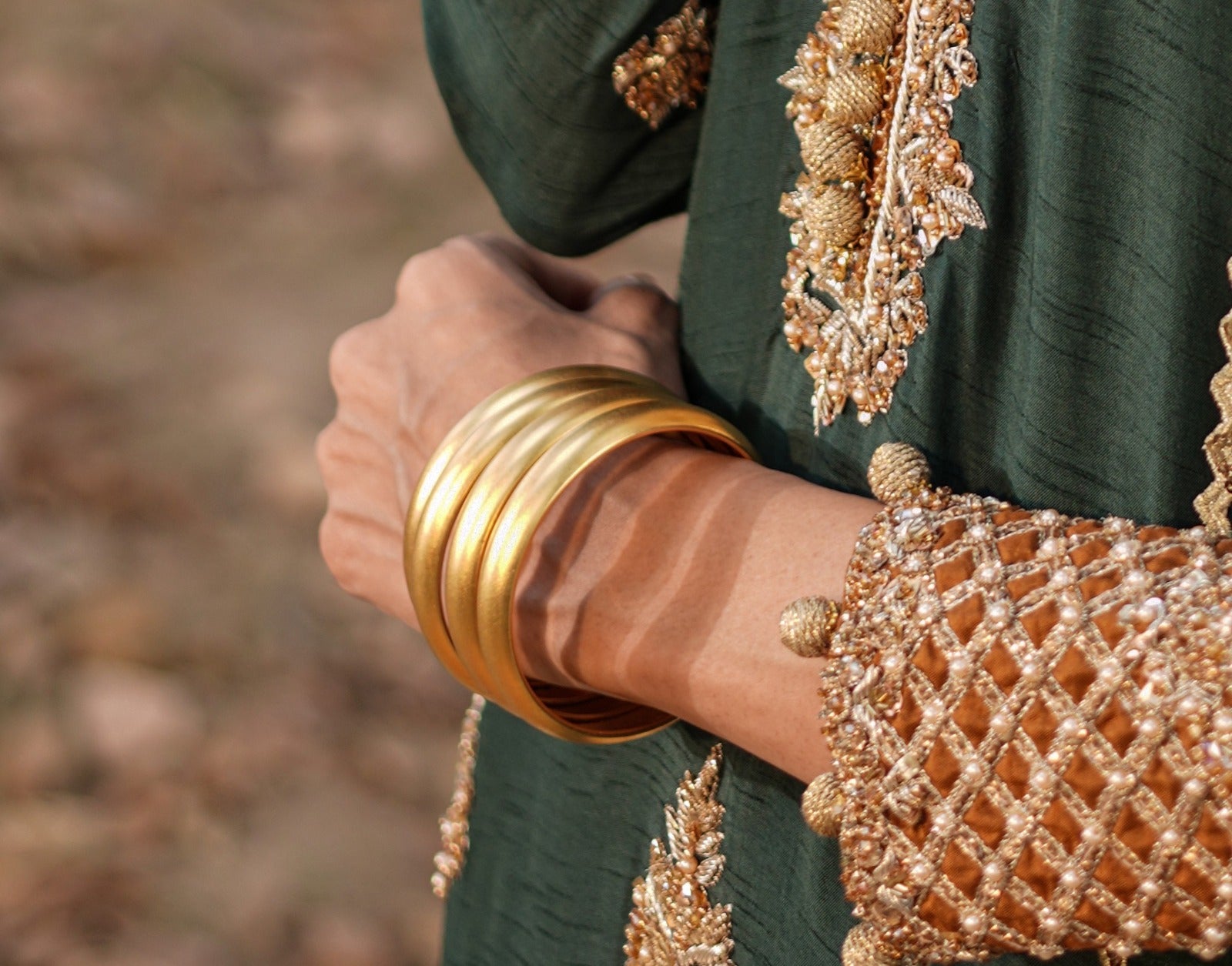 Gold Broad Bangles