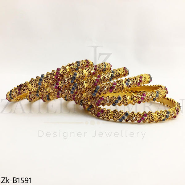 Gold Sapphire Ruby Bangles