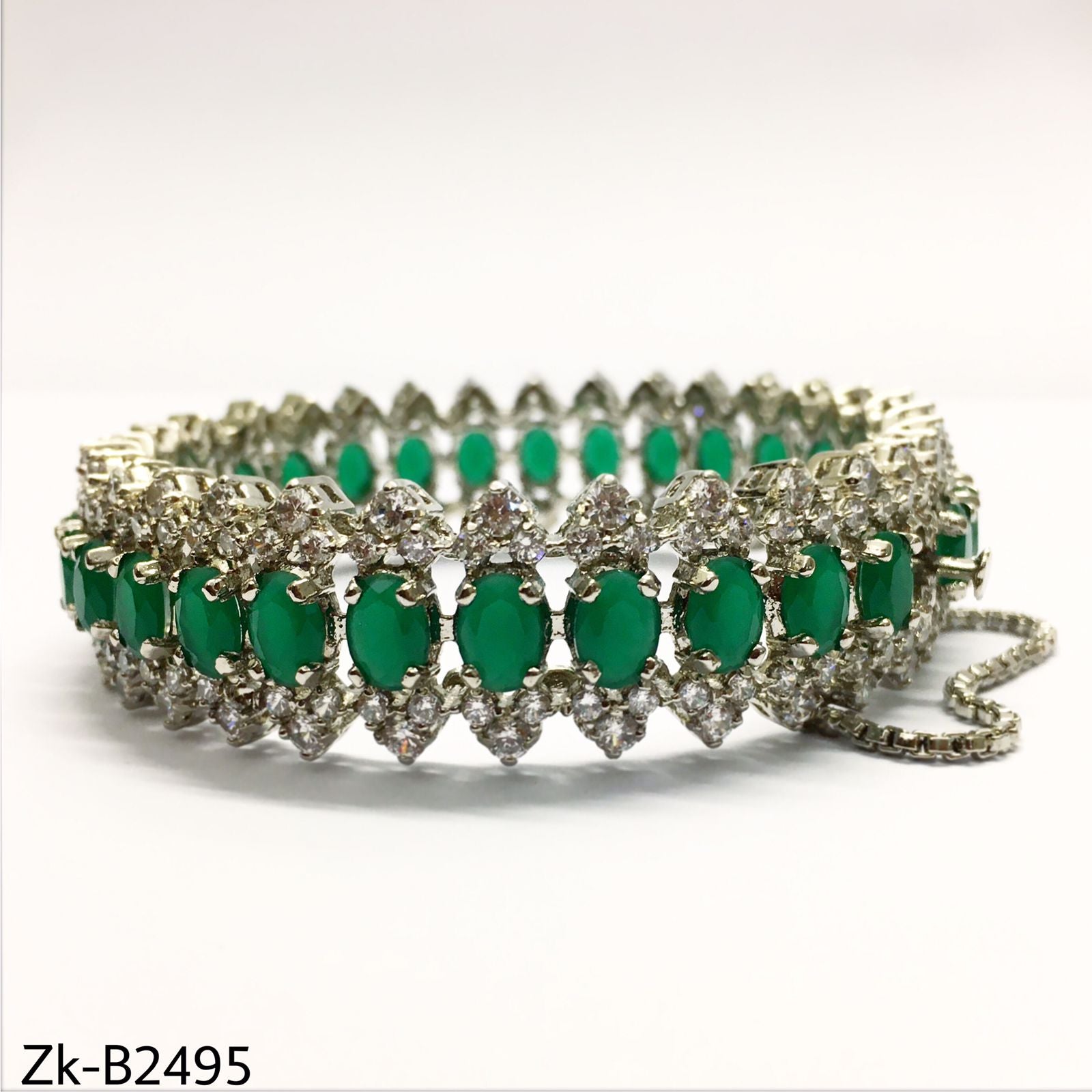 Emerald Silver Bangle