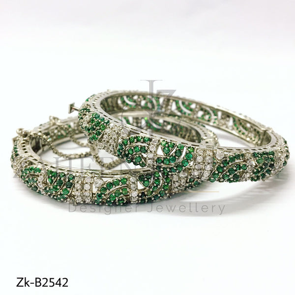 Silver emerald bangles