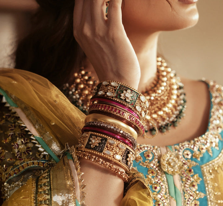 Golden ruby pair bangles