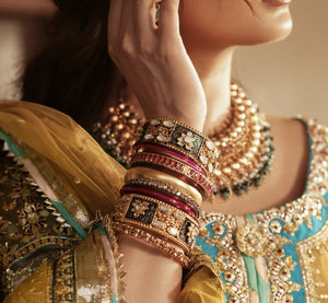 Golden ruby pair bangles