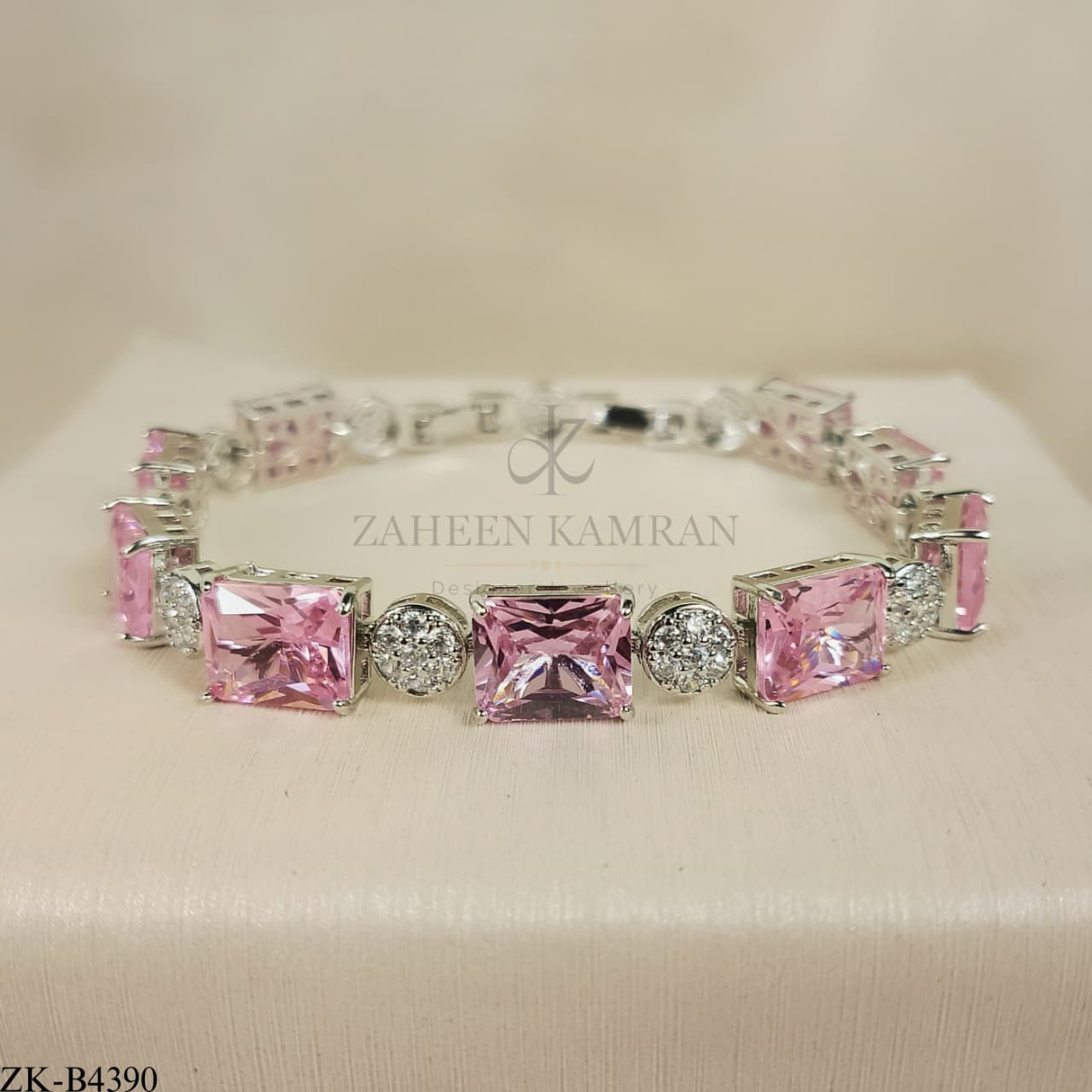 PINK STONES SQUARE BRACELET