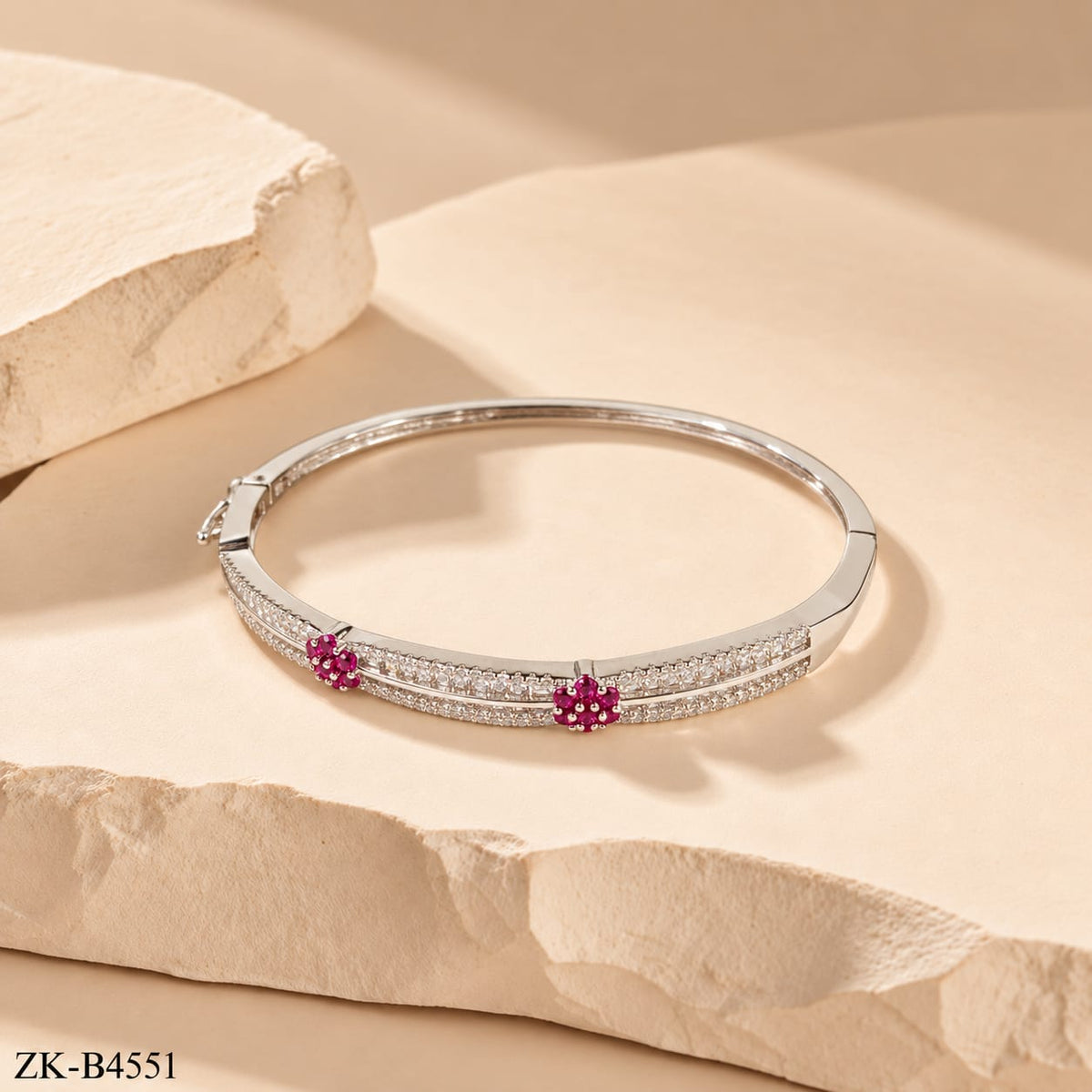 Flora Pink Zirconia Bangle