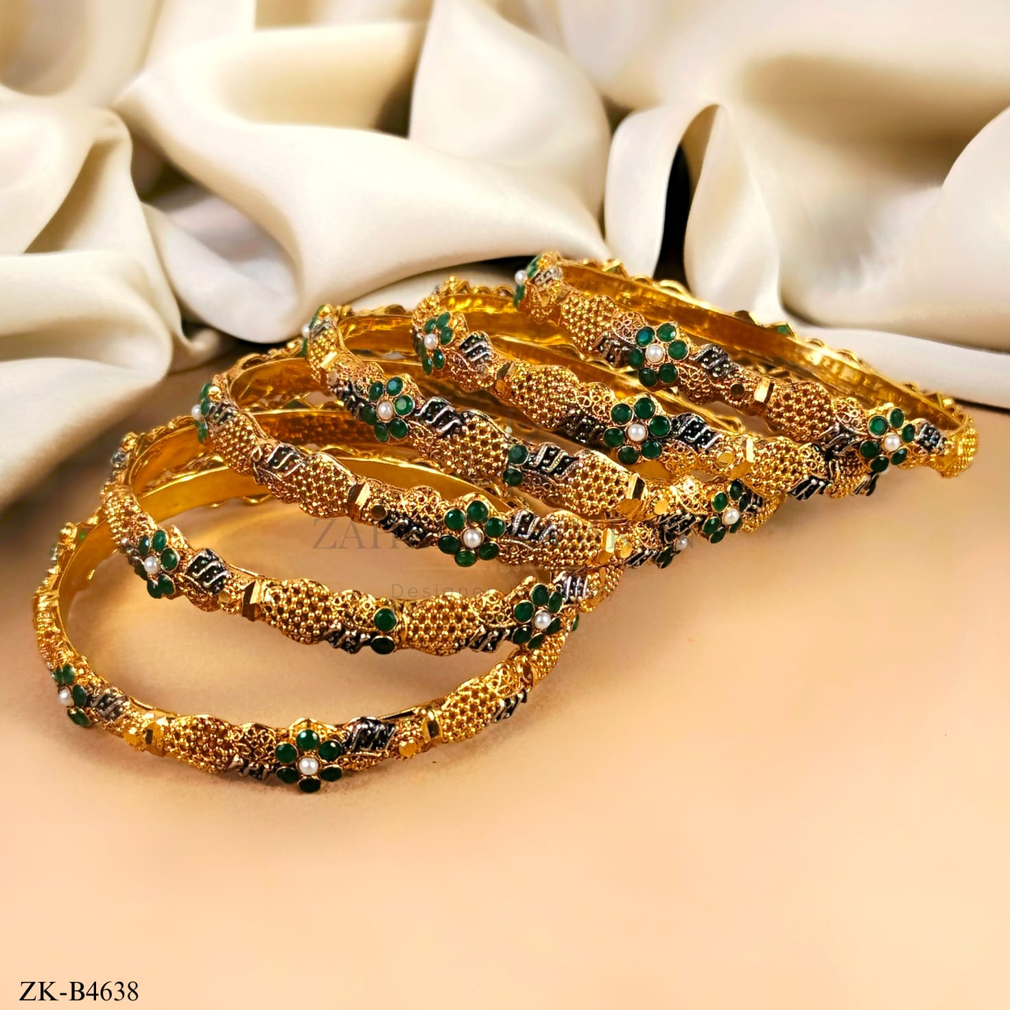 EMERALD FLORAL BANGLES