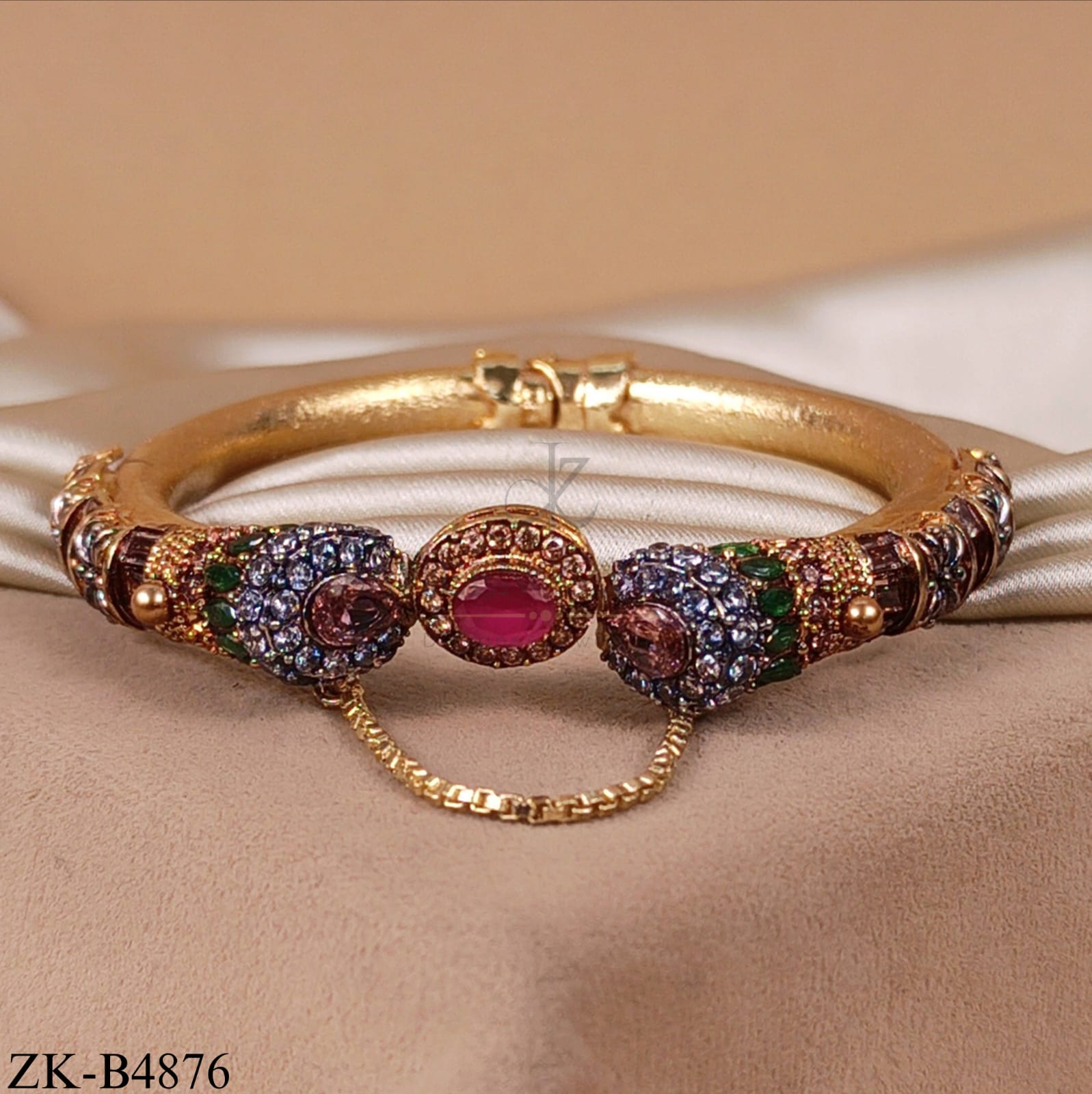 GOLD PINK GEM BANGLE