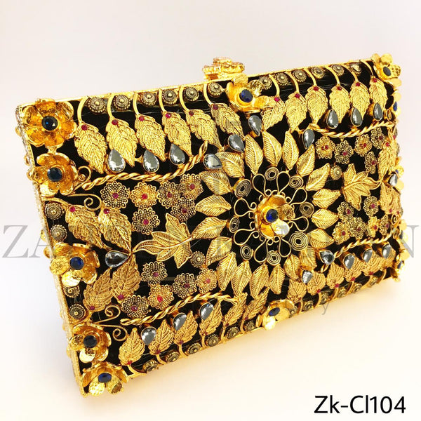 Handcrafted golden clutch