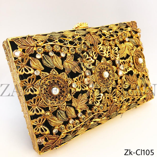 Signature rectangular golden clutch