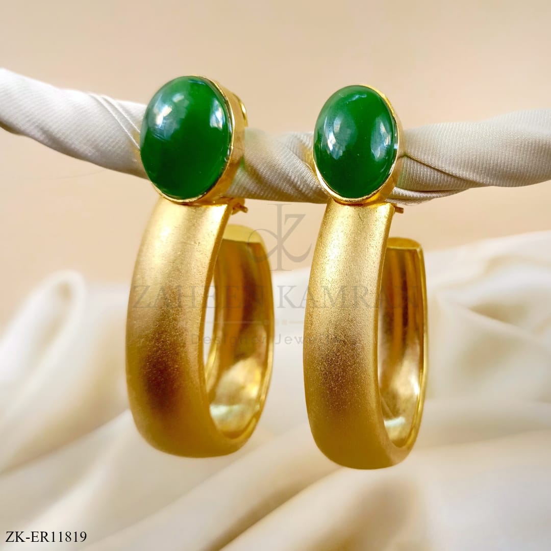 EMERALD HOOP EARRINGS