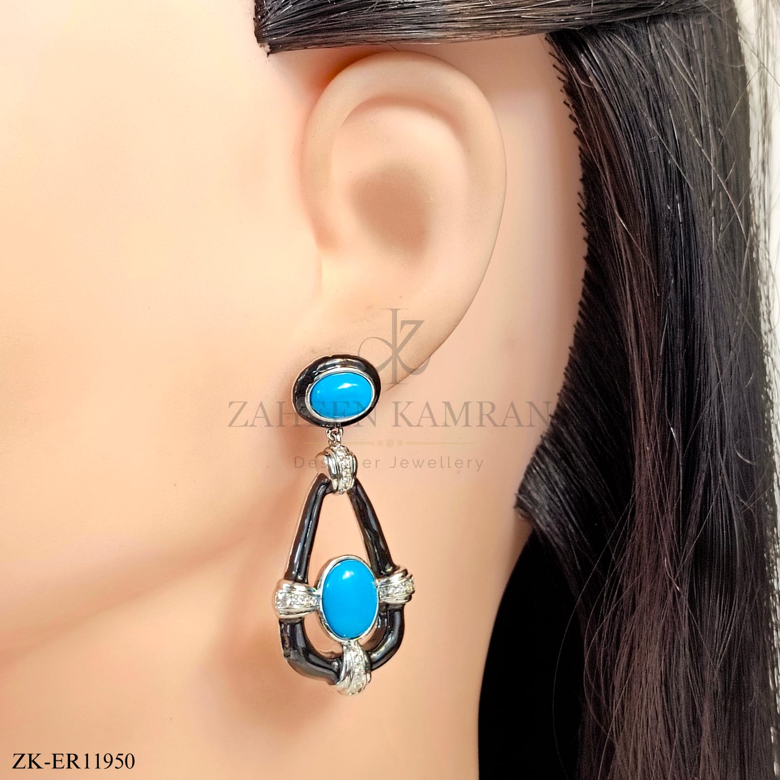 FEROZA SILVER EARRINGS