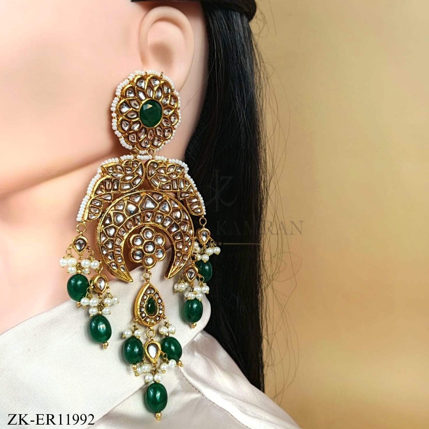 EMERALD KUNDAN EARRINGS