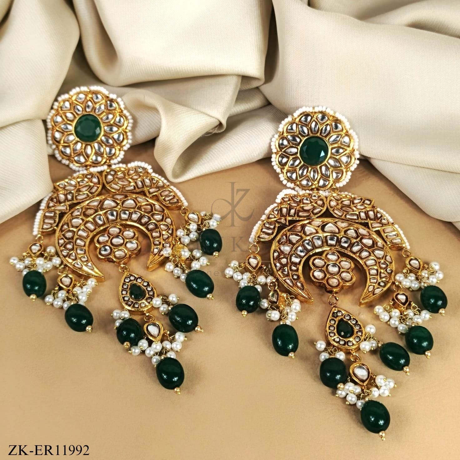 EMERALD KUNDAN EARRINGS