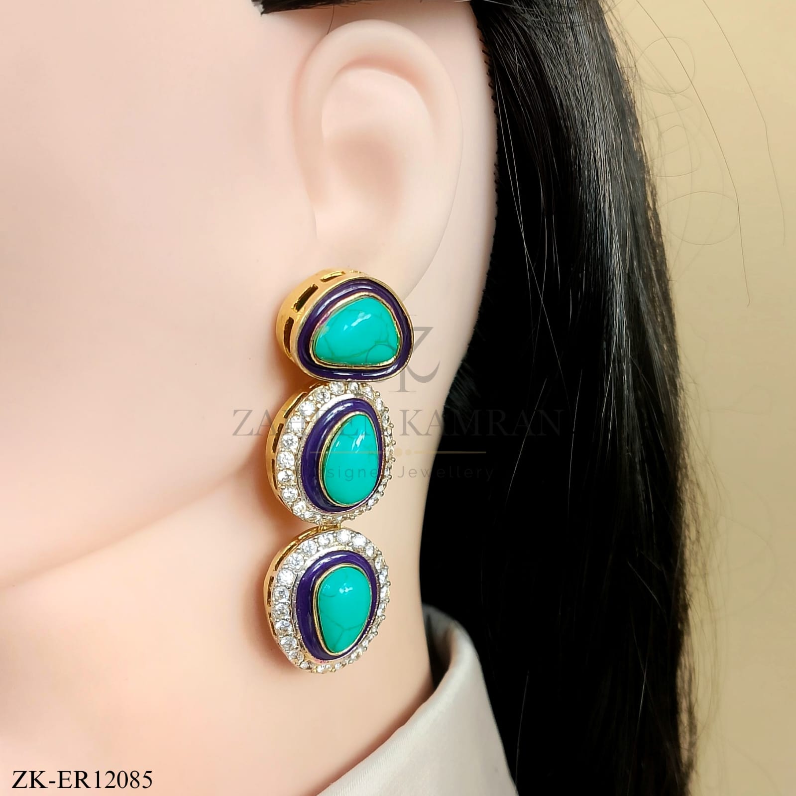 FEROZA SILVER EARRINGS