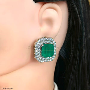 EMERALD SILVER EARRINGS