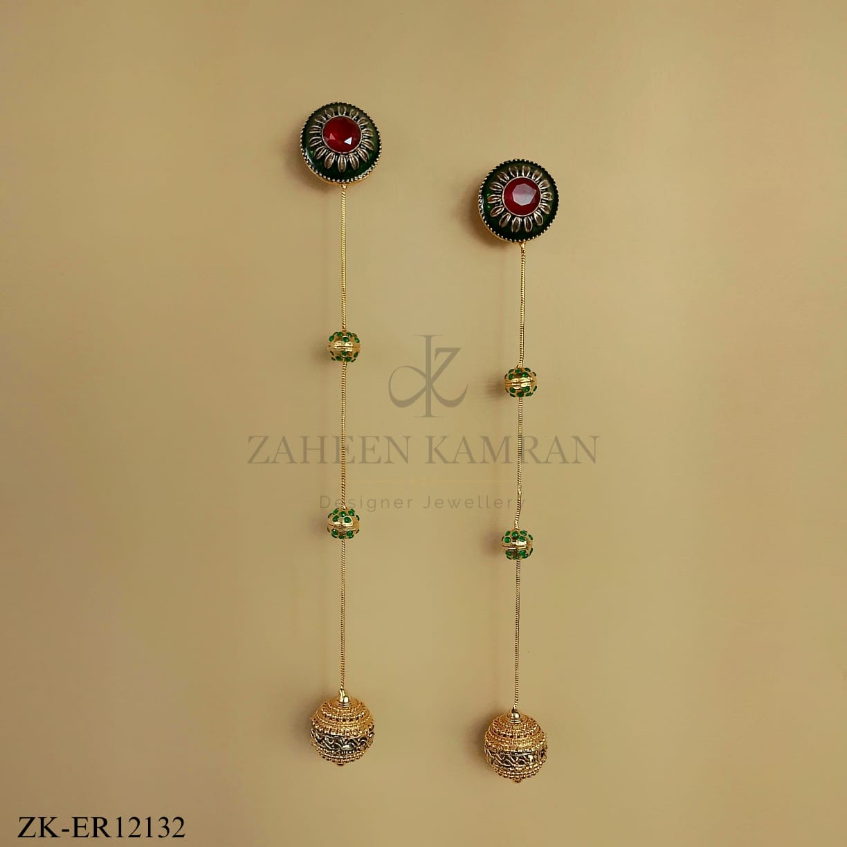 EMERALD CHAIN EARRINGS