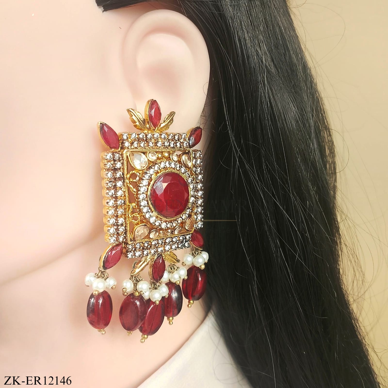 RUBY LEAFLET EARRINGS