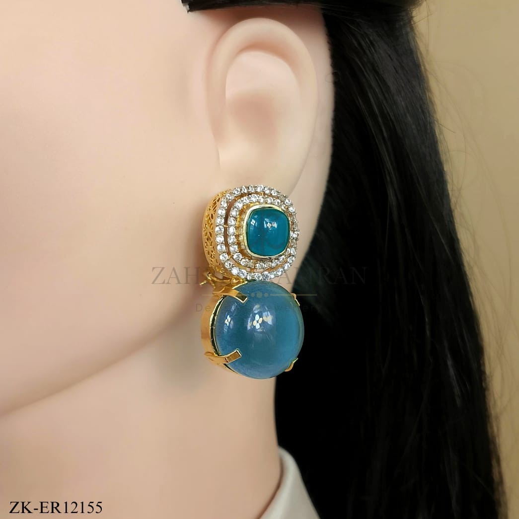 TEAL STONE EARRINGS