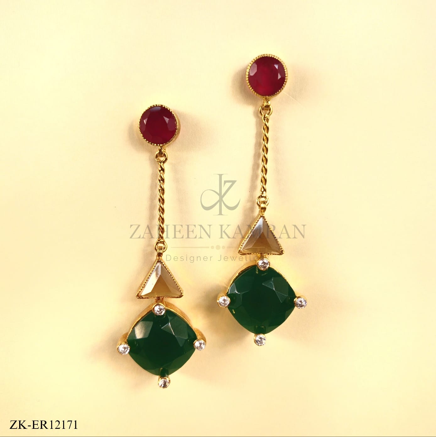 RUBY EMERALD EARRINGS