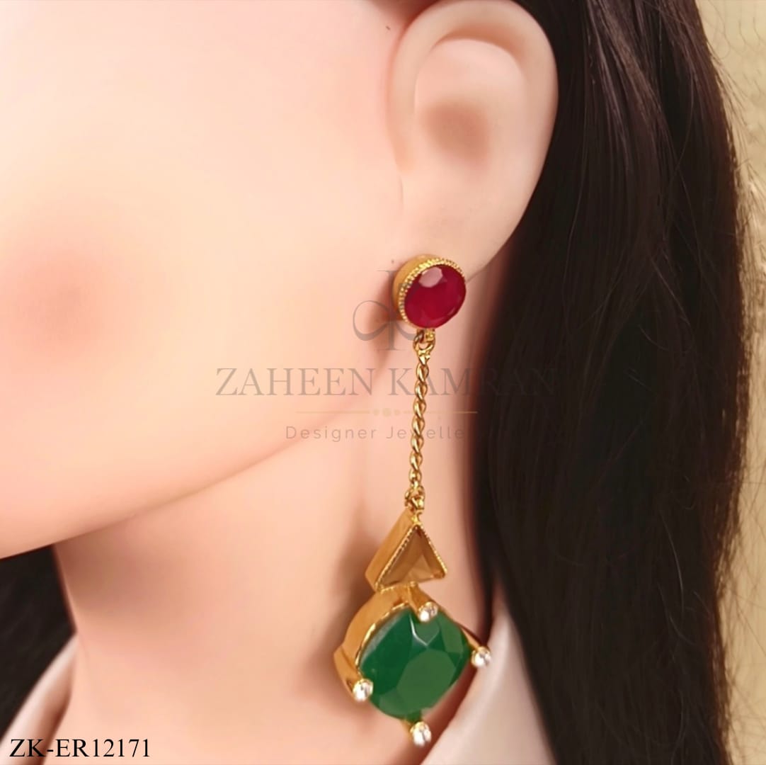 RUBY EMERALD EARRINGS
