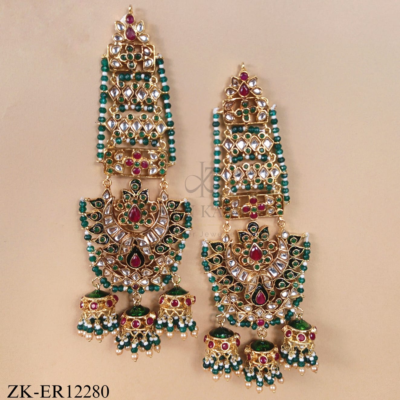 EMERALD KUNDAN EARRINGS